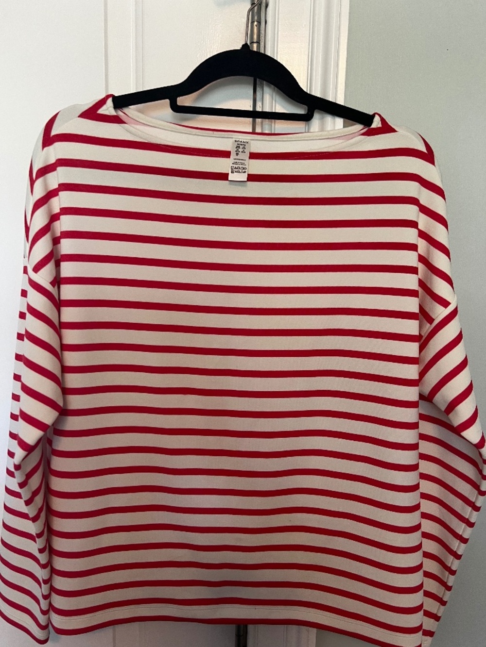 SPANX AirEssentials Striped Boatneck Top Red/White Size Medium 20674R